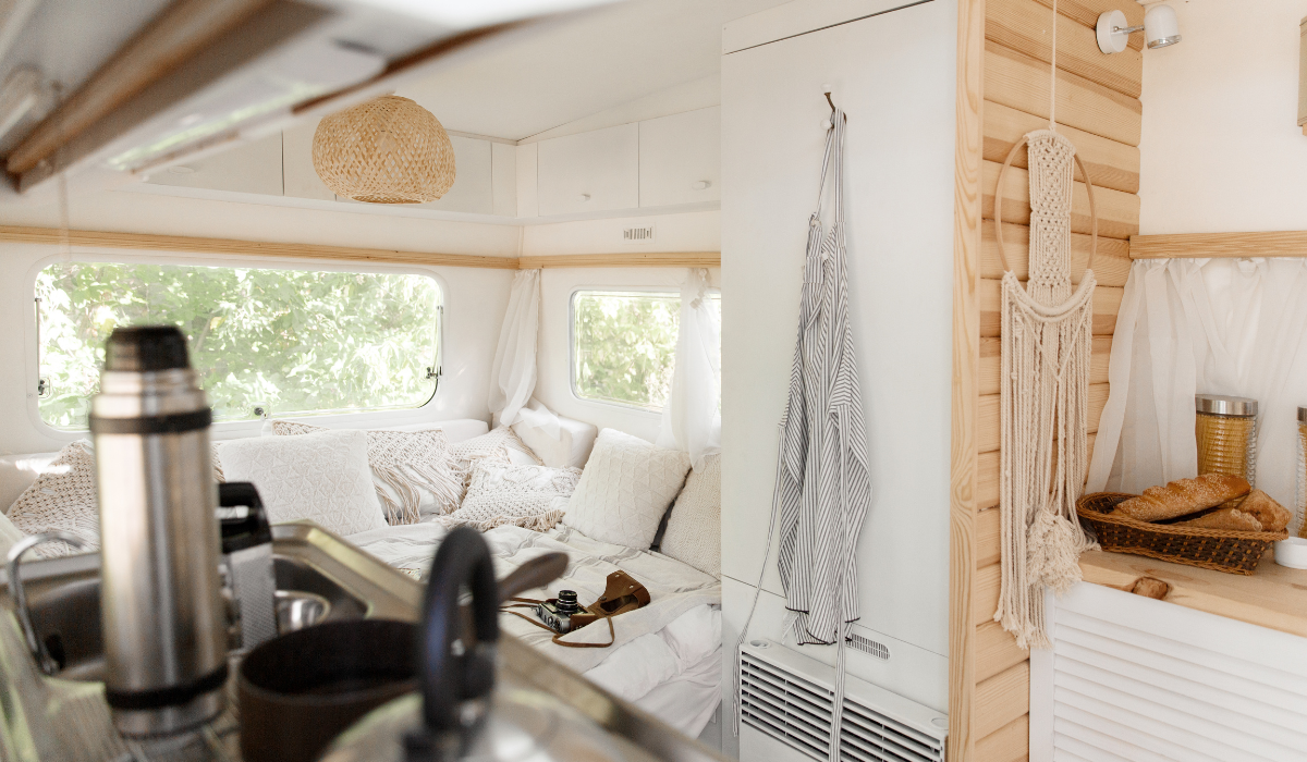 RV Cabinet Storage Door With Paper Towel Holder And Shelf