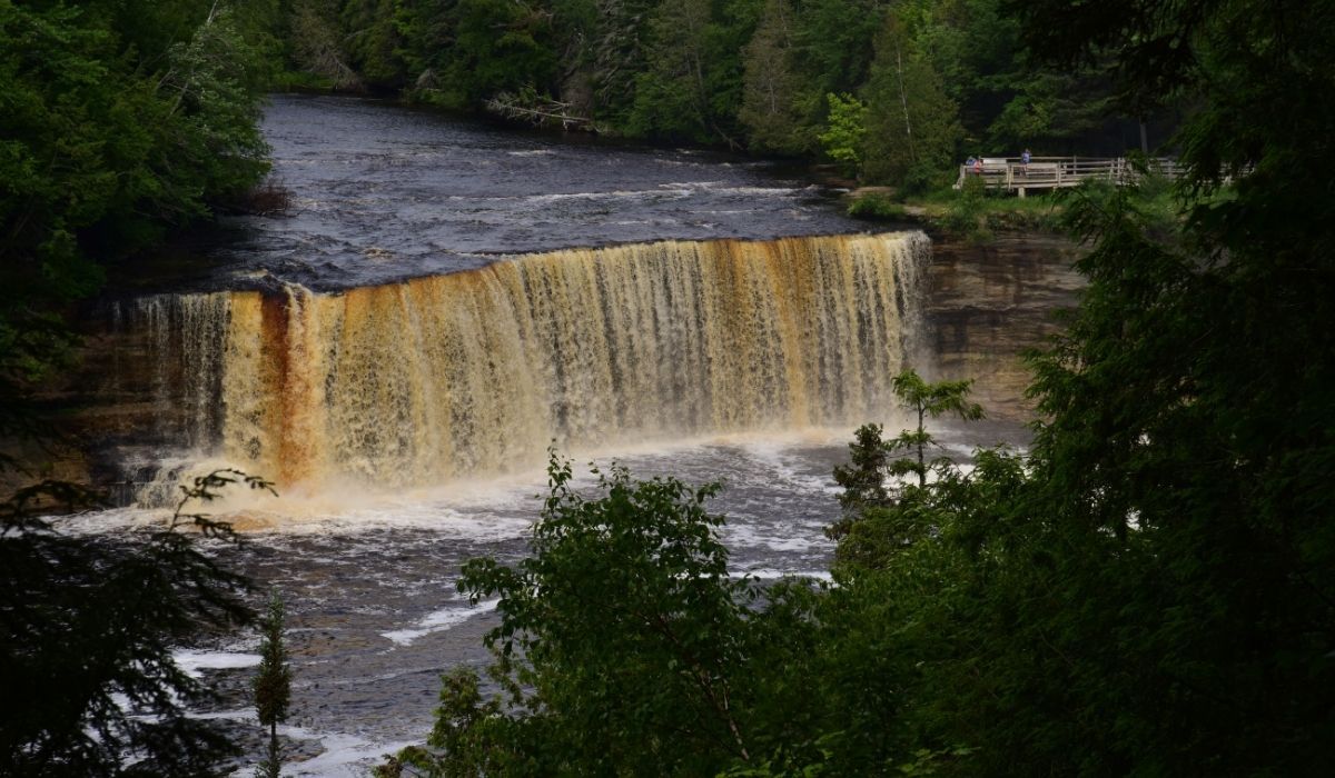 Overlooking the rootbeer colored Tahquamenon Falls