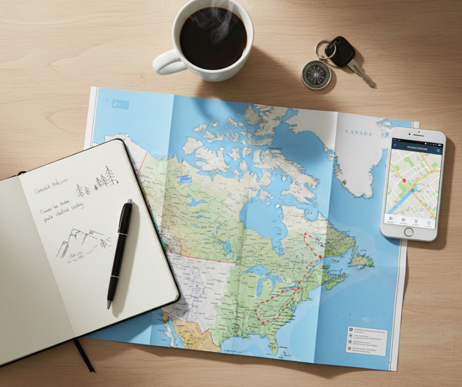 Canadian national park road trip RV route map